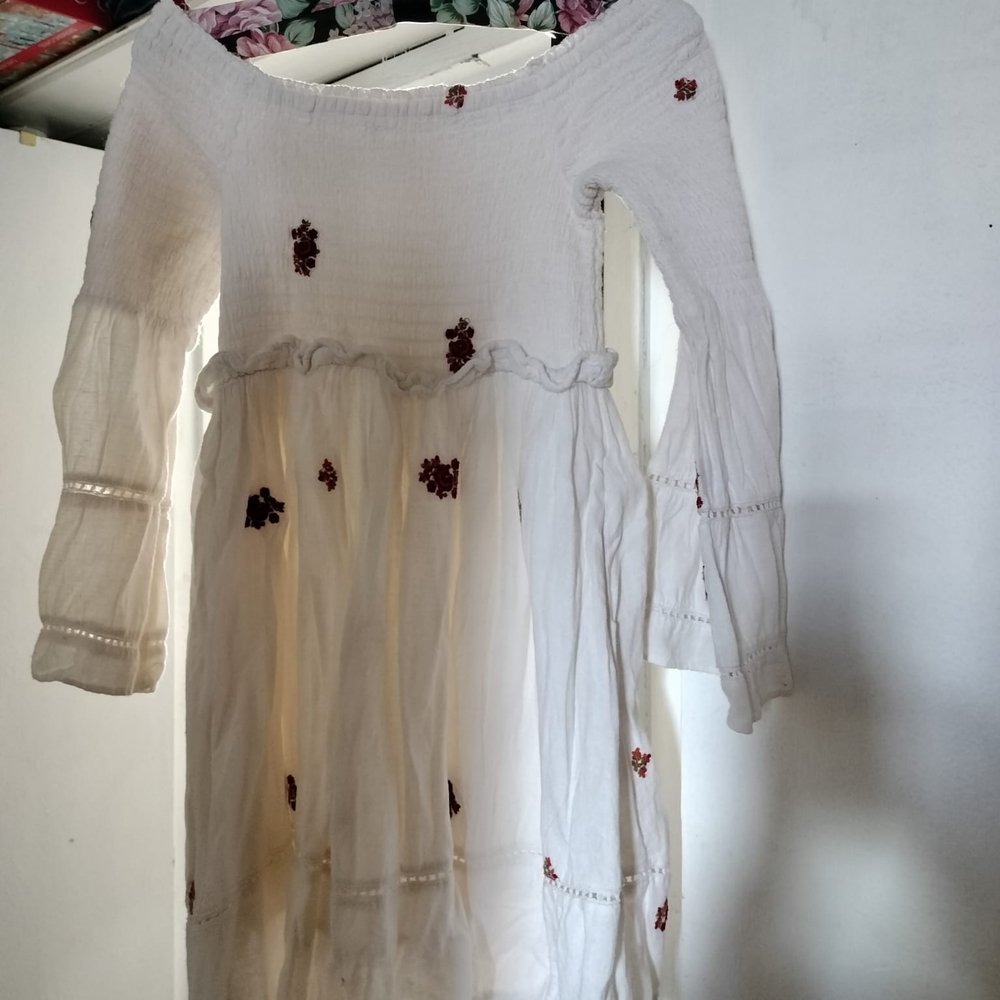 White Floral Kids Dress